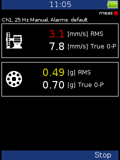 A4300 VA3 vibration meter overall values